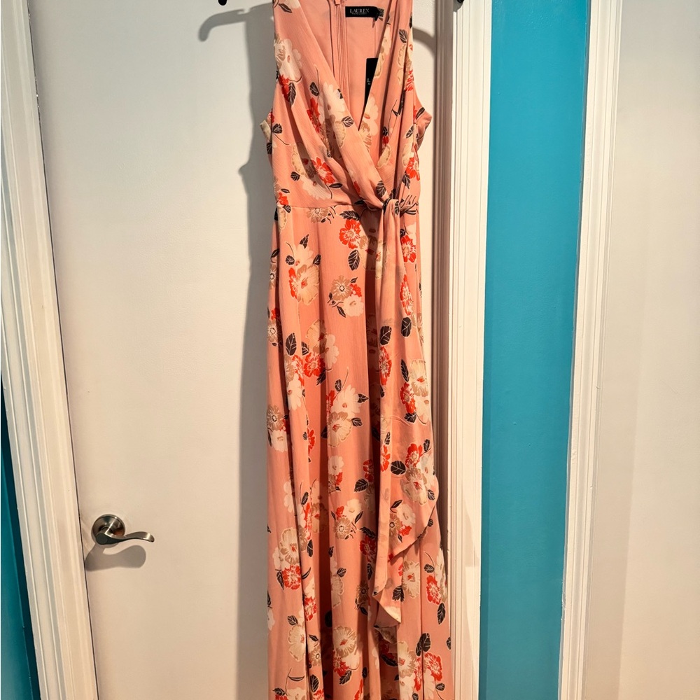Ralph Lauren Peach Floral Maxi Dress